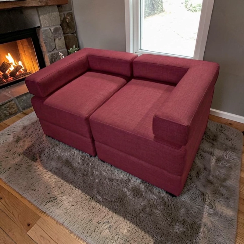 SOFA CAMA ARKOS DOS CUERPOS EN LINO ROJO - 5