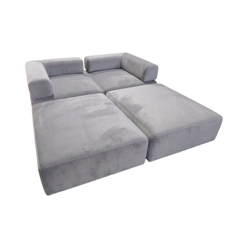 SOFA CAMA ARKOS DOS CUERPOS EN FELPA GRIS CLARO - 2