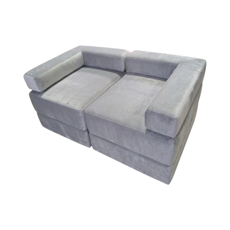 SOFA CAMA ARKOS DOS CUERPOS EN FELPA GRIS CLARO - 3