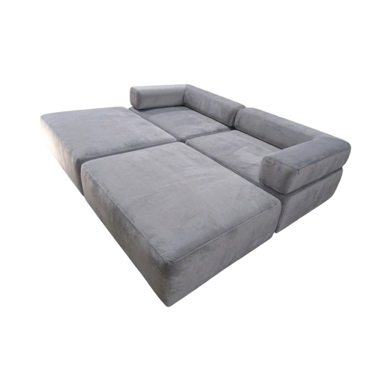 SOFA CAMA ARKOS DOS CUERPOS EN FELPA GRIS CLARO - 4