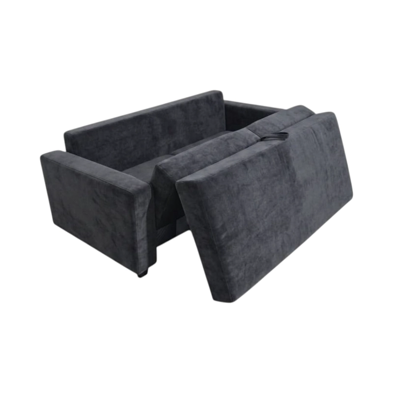 SOFA CAMA MULTIFUNCIONAL FELPA GRIS OSCURO - 2