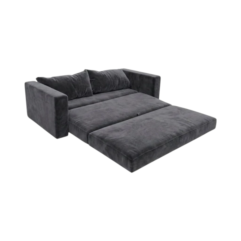 SOFA CAMA MULTIFUNCIONAL FELPA GRIS OSCURO - 3
