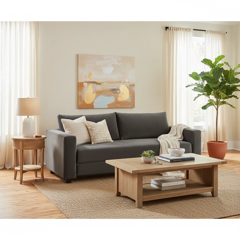 SOFA CAMA MULTIFUNCIONAL FELPA GRIS OSCURO - 5