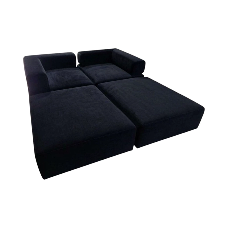 SOFA CAMA ARKOS DOS CUERPOS EN FELPA NEGRA - 2
