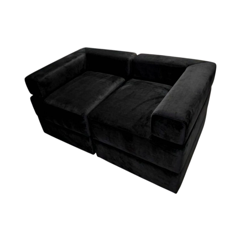 SOFA CAMA ARKOS DOS CUERPOS EN FELPA NEGRA - 3