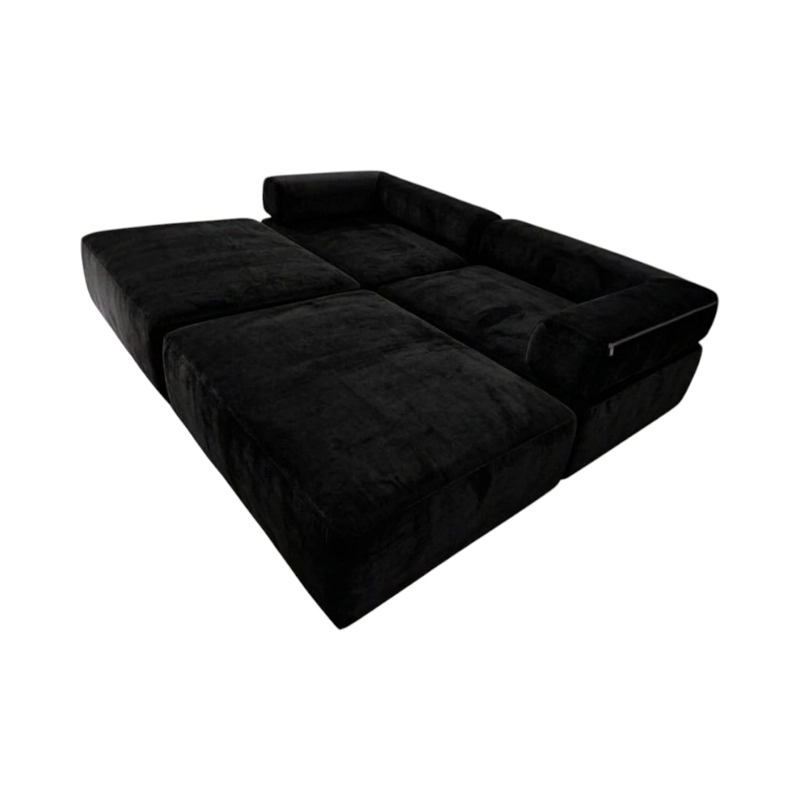 SOFA CAMA ARKOS DOS CUERPOS EN FELPA NEGRA - 4