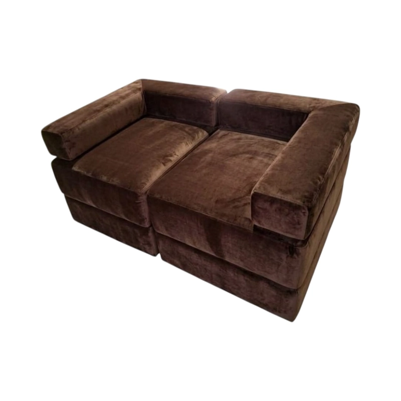 SOFA CAMA ARKOS DOS CUERPOS EN FELPA CHOCOLATE - 3