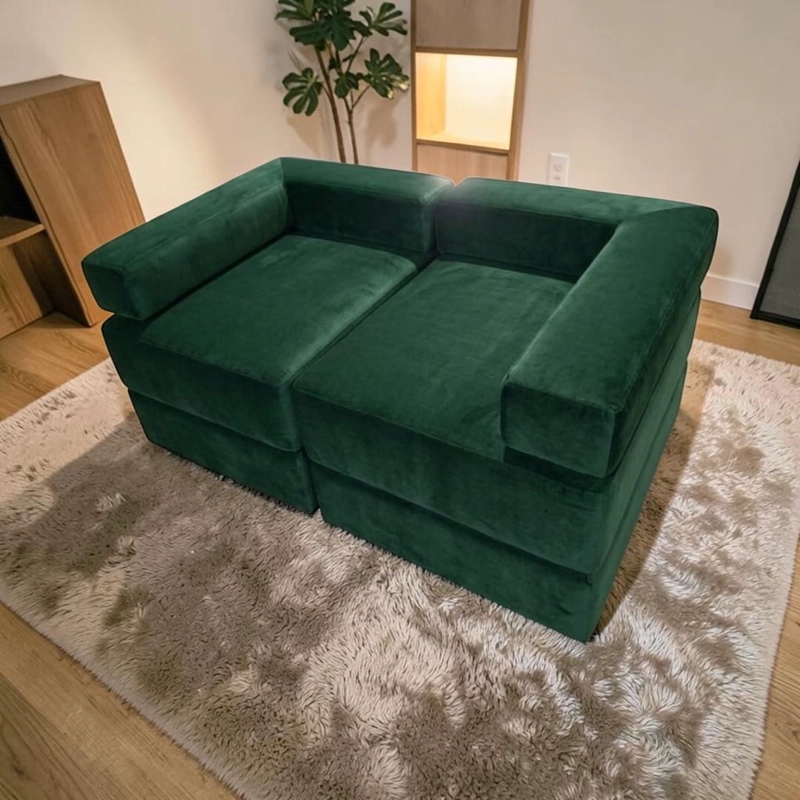 SOFA CAMA ARKOS DOS CUERPOS EN FELPA VERDE - 5