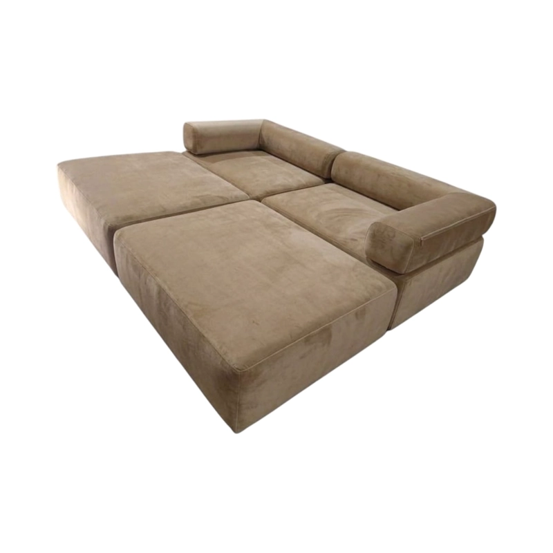 SOFA CAMA ARKOS DOS CUERPOS EN FELPA BEIGE - 4
