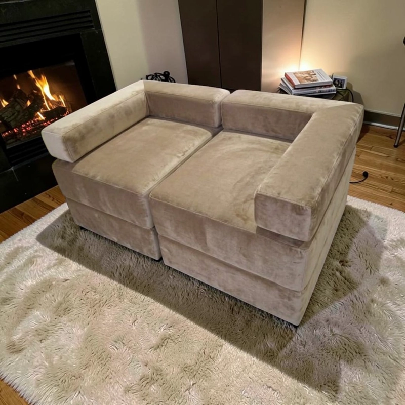 SOFA CAMA ARKOS DOS CUERPOS EN FELPA BEIGE - 5