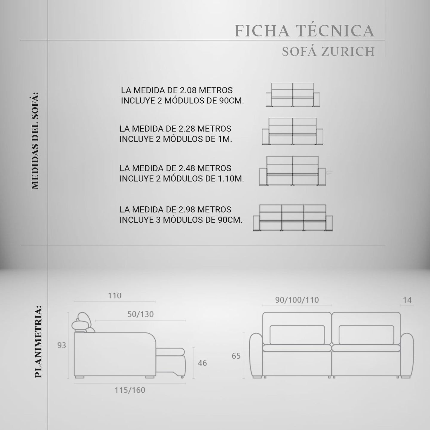SOFÁ CAMA 2 CUERPOS ZURICH 2.48 METROS RE DECORA - 2