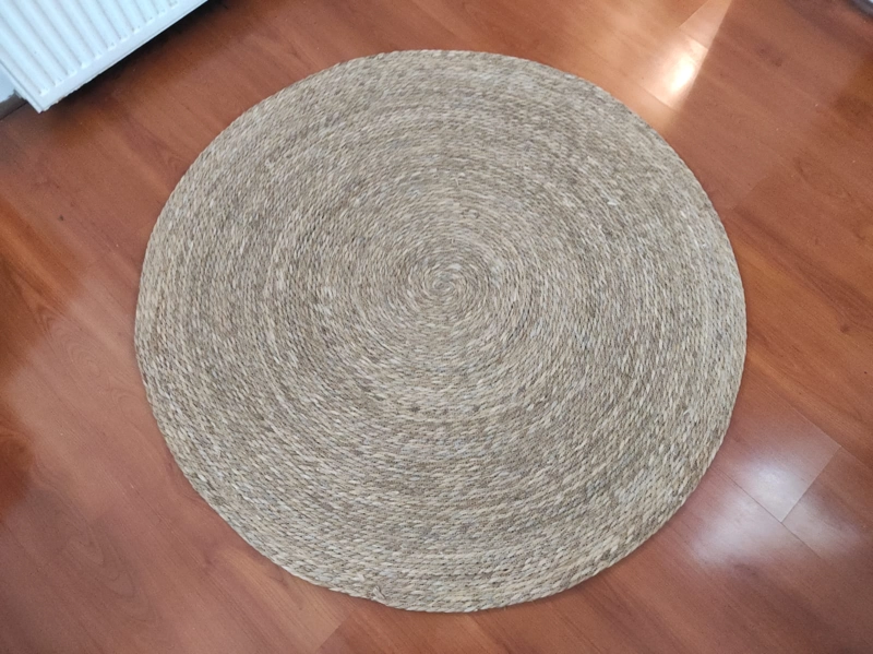 ALFOMBRA YUTE TRADICIONAL NATURAL LISA 120 CM DIAMETRO - 3