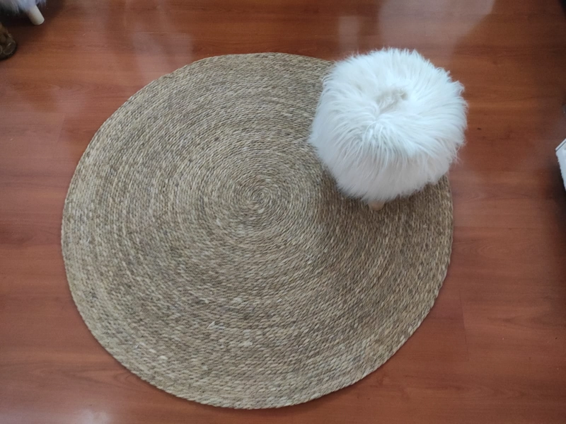 ALFOMBRA YUTE TRADICIONAL NATURAL LISA 120 CM DIAMETRO - 4