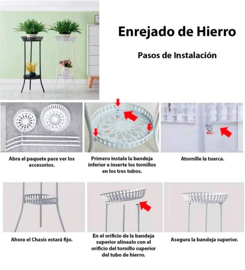 PORTA MACETEROS METALICO 2 NIVELES BLANCO - 6