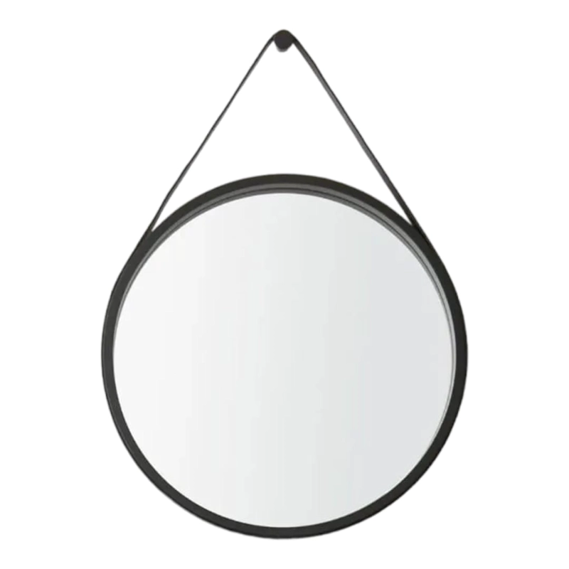 ESPEJO REDONDO 52X52X5 CM CORREA ECOCUERO NEGRO - 6