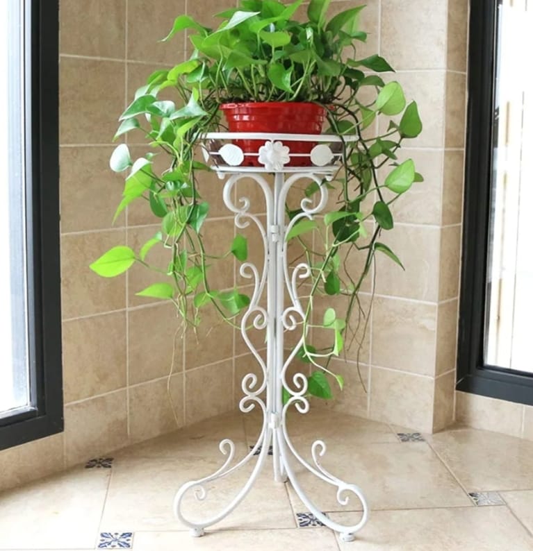 PEDESTAL MACETA METALICO BLANCO INVIERNO 75 CM (METAL ALTA CALIDAD) - 3