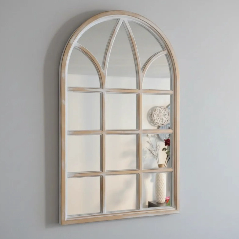 ESPEJO FORMA VENTANA DORADO ENVEJECIDO 51 X79 CM BLANCO - 1