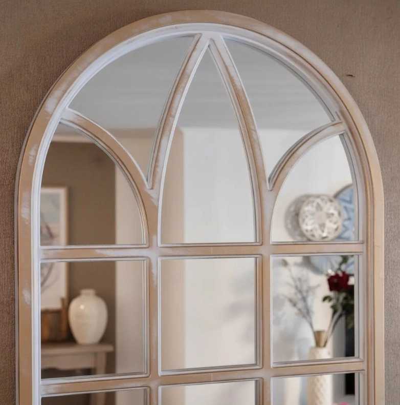 ESPEJO FORMA VENTANA DORADO ENVEJECIDO 51 X79 CM BLANCO - 2