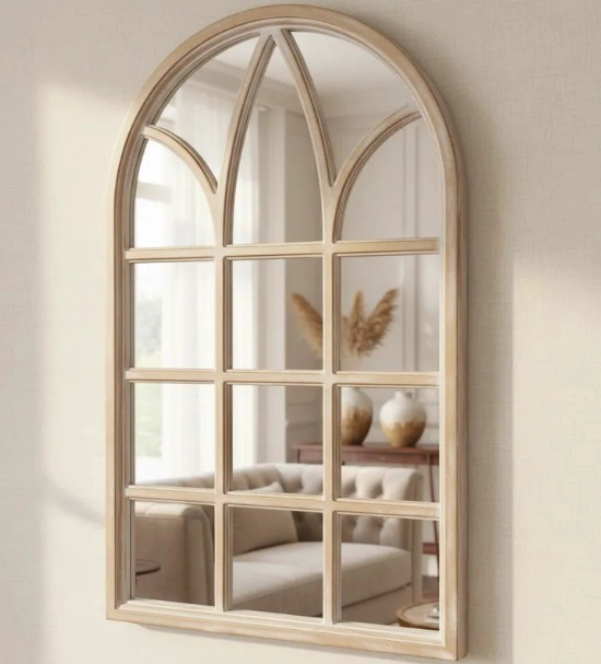 ESPEJO FORMA VENTANA DORADO ENVEJECIDO 51 X79 CM BLANCO - 4