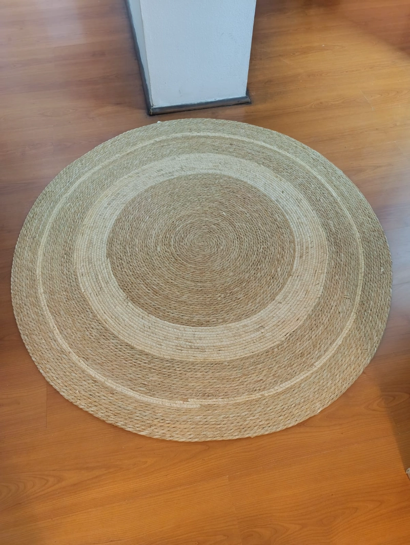 HERMOSA ALFOMBRA YUTE BICOLOR CIRCULOS (M1) 120 CM DIAMETRO - 1