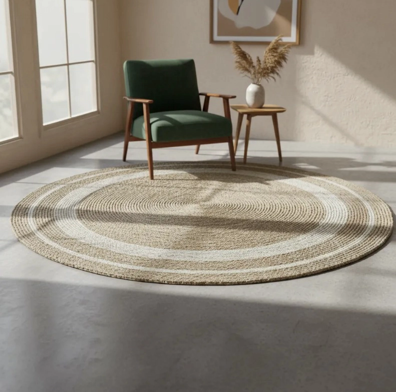HERMOSA ALFOMBRA YUTE BICOLOR CIRCULOS (M1) 120 CM DIAMETRO - 2