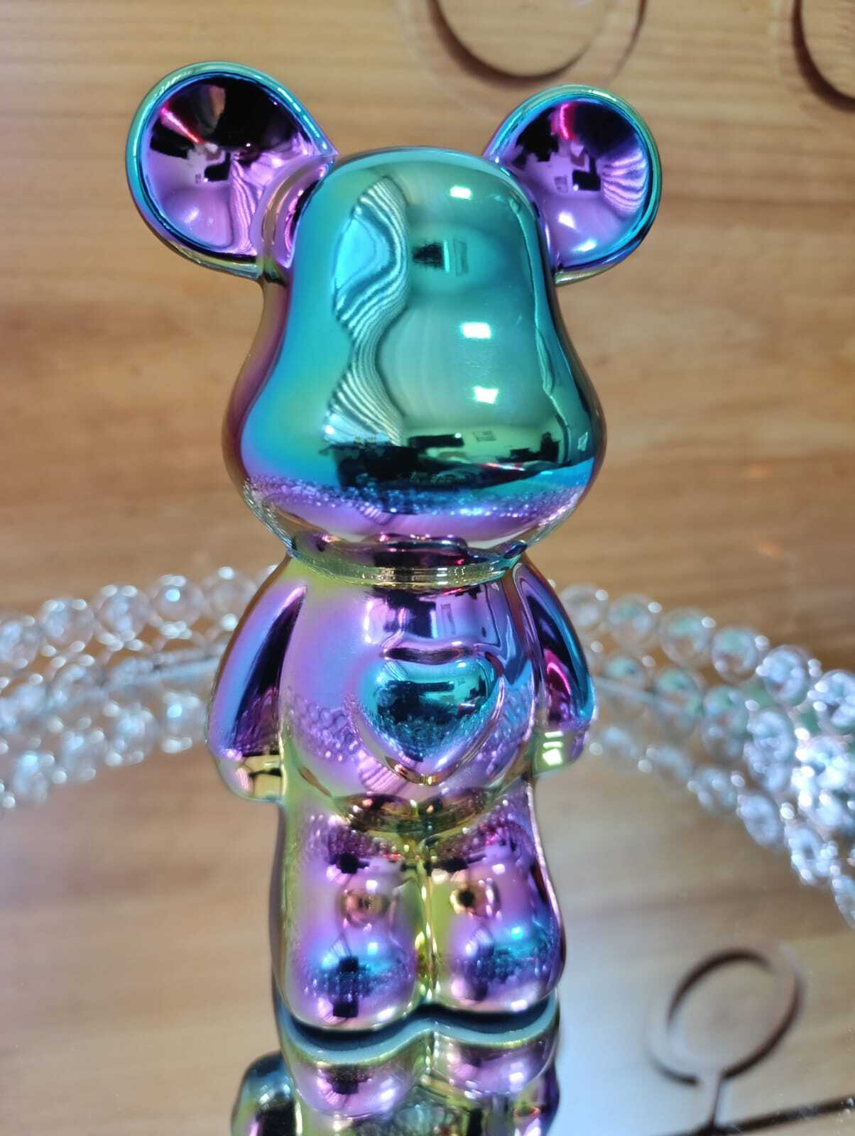ADORNO DE OSO CERÁMICA COLOR TORNASOL, 18X10X8 CM - 3