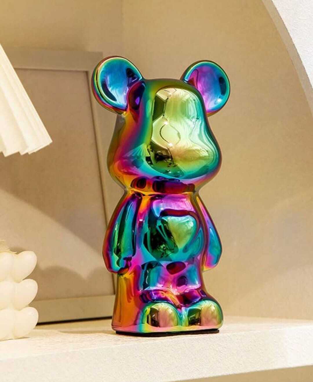 ADORNO DE OSO CERÁMICA COLOR TORNASOL, 18X10X8 CM - 4