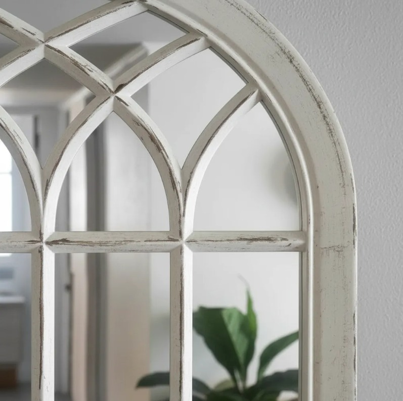 ESPEJO FORMA VENTANA BLANCO INVIERNO ENVEJECIDO 71X51 CM - 3