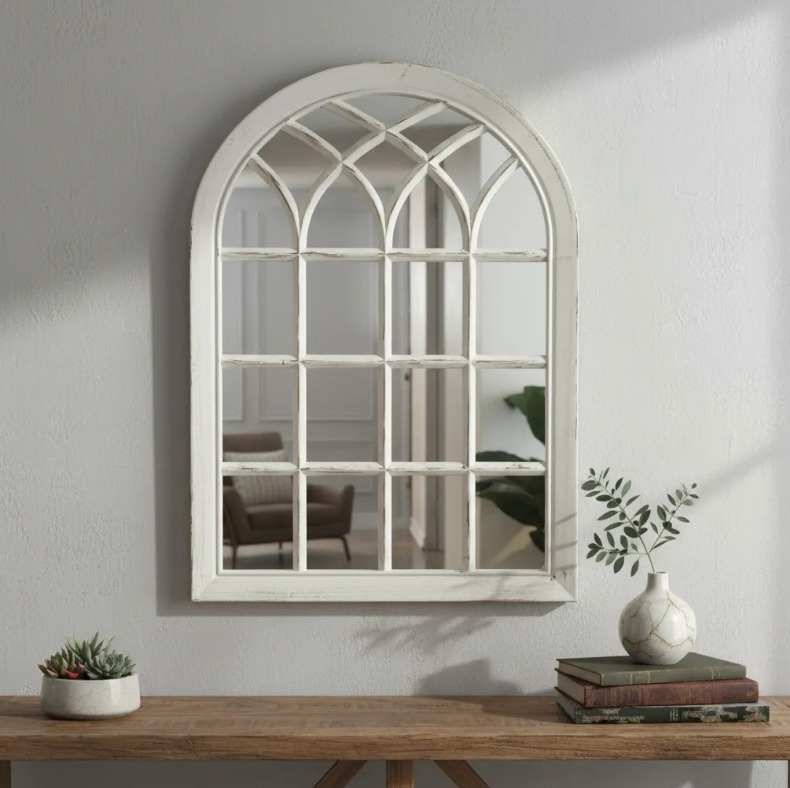 ESPEJO FORMA VENTANA BLANCO INVIERNO ENVEJECIDO 71X51 CM - 4