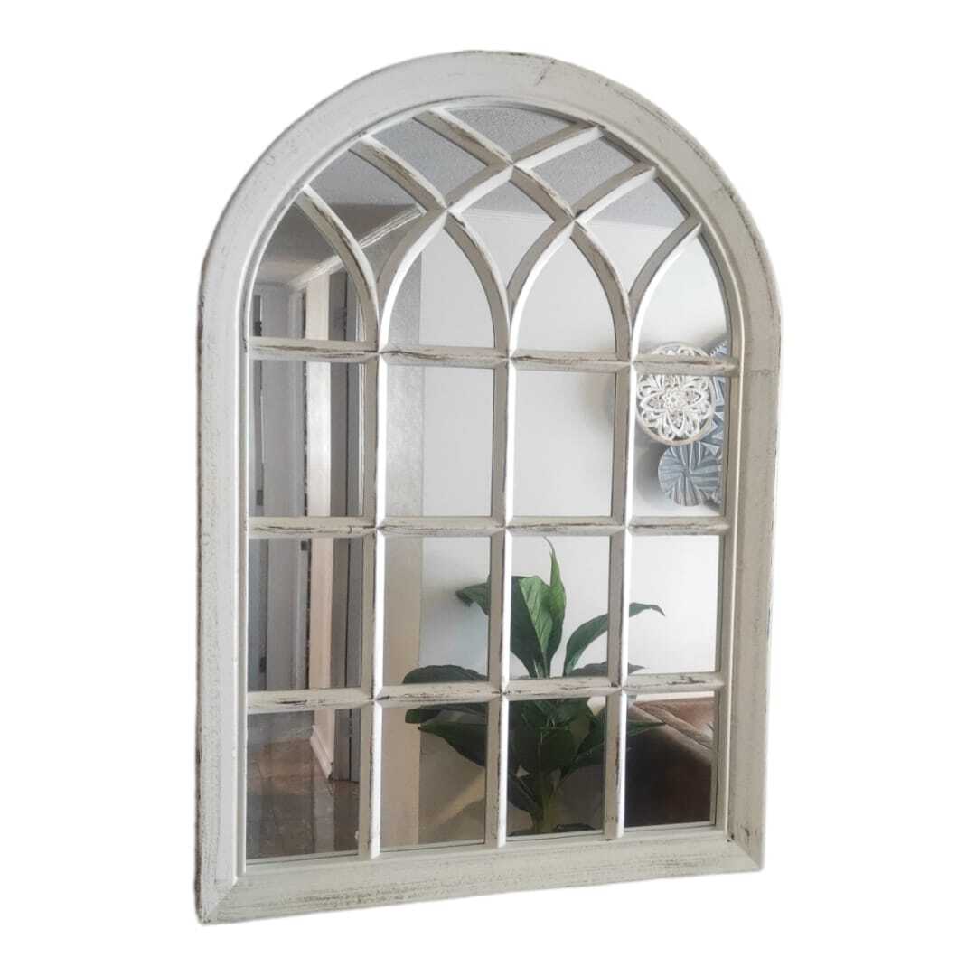 ESPEJO FORMA VENTANA BLANCO INVIERNO ENVEJECIDO 71X51 CM - 5