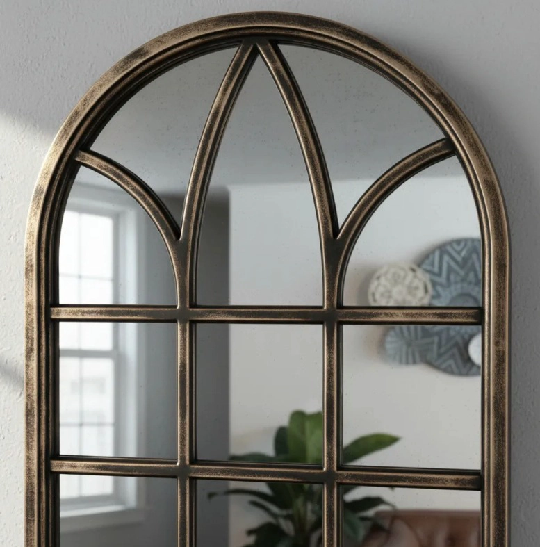 ESPEJO FORMA VENTANA ENVEJECIDO 51 X79 CM DORADO - 2