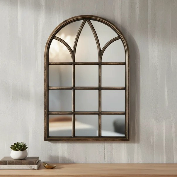 ESPEJO FORMA VENTANA ENVEJECIDO 51 X79 CM DORADO - 3