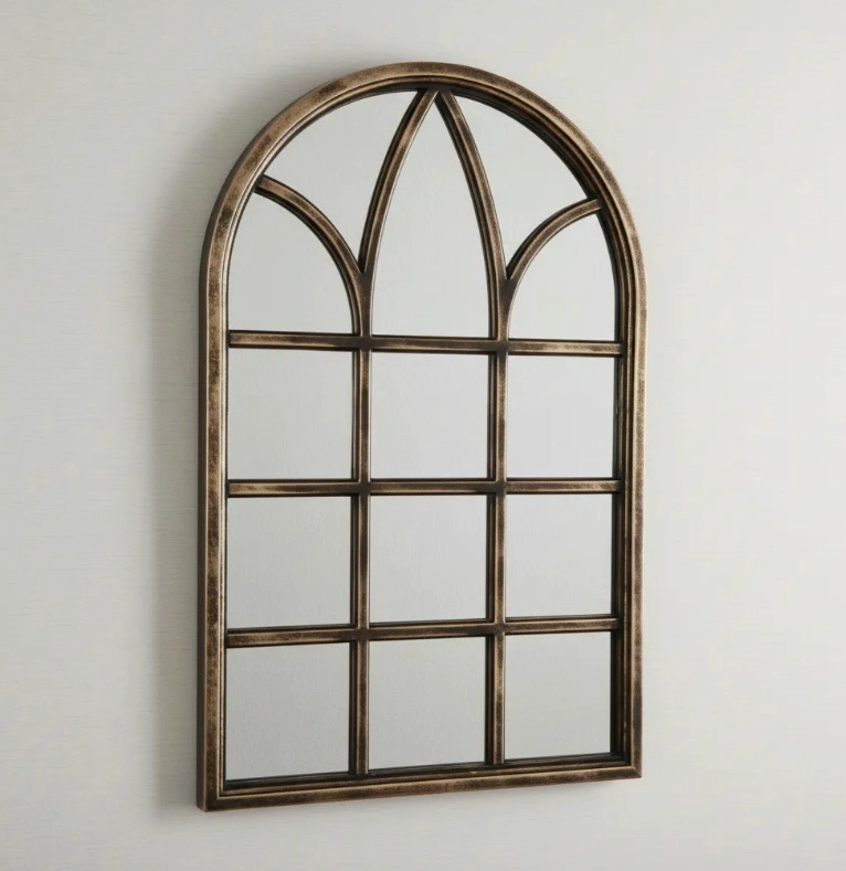 ESPEJO FORMA VENTANA ENVEJECIDO 51 X79 CM DORADO - 5