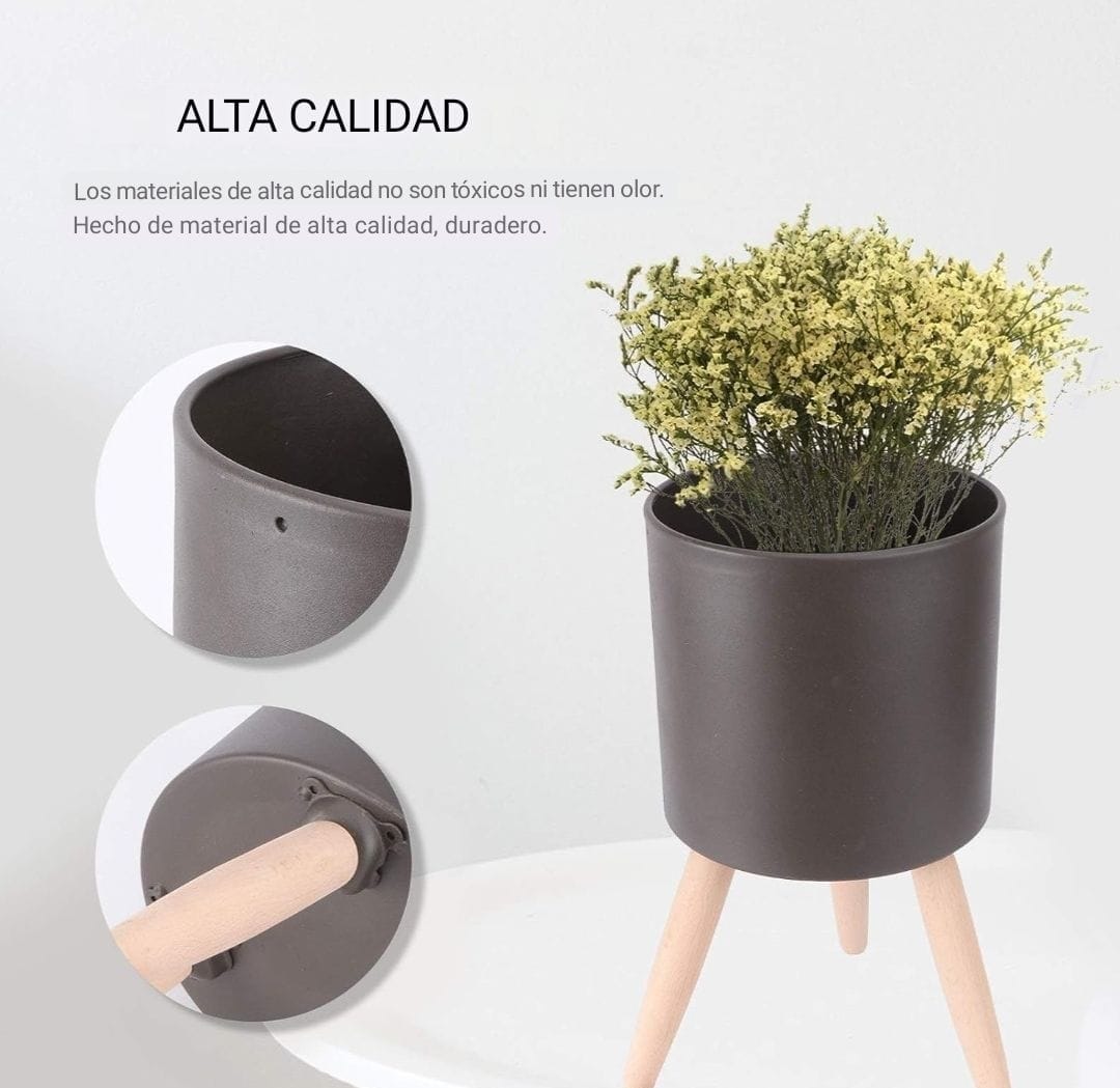 SET 3 PORTA MACETEROS METALICOS COLOR NEGRO - 6