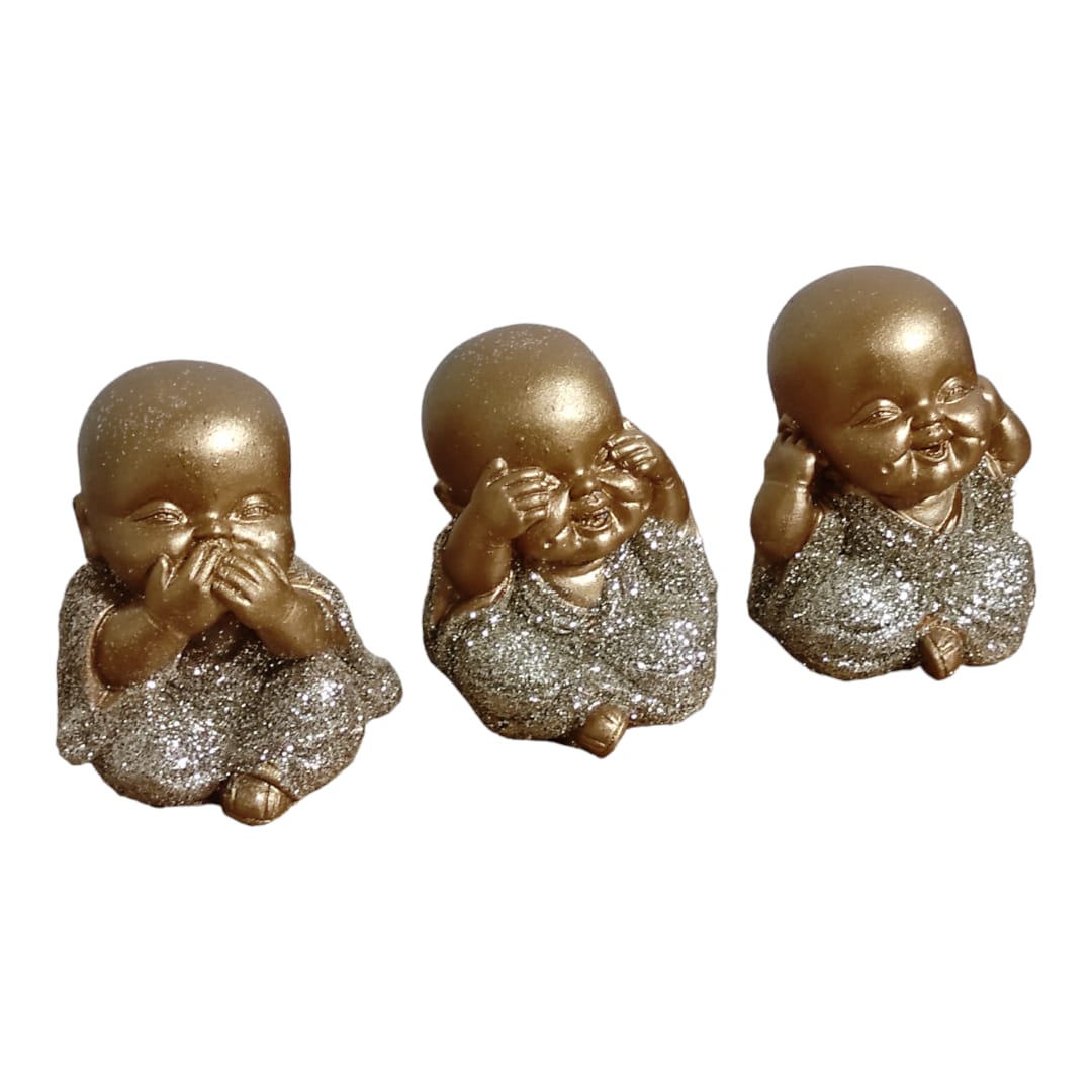 SET 3 UND BUDAS BEBES DORADOS BRILLANTES, CADA UNO MIDE 9 CM. - 5