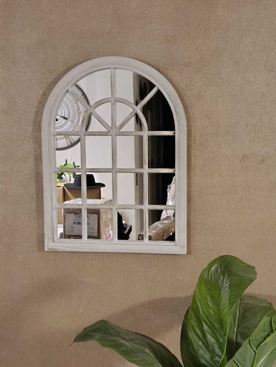 ESPEJO FORMA VENTANA, BLANCO INVIERNO, ENVEJECIDO 61X46 CM - 2