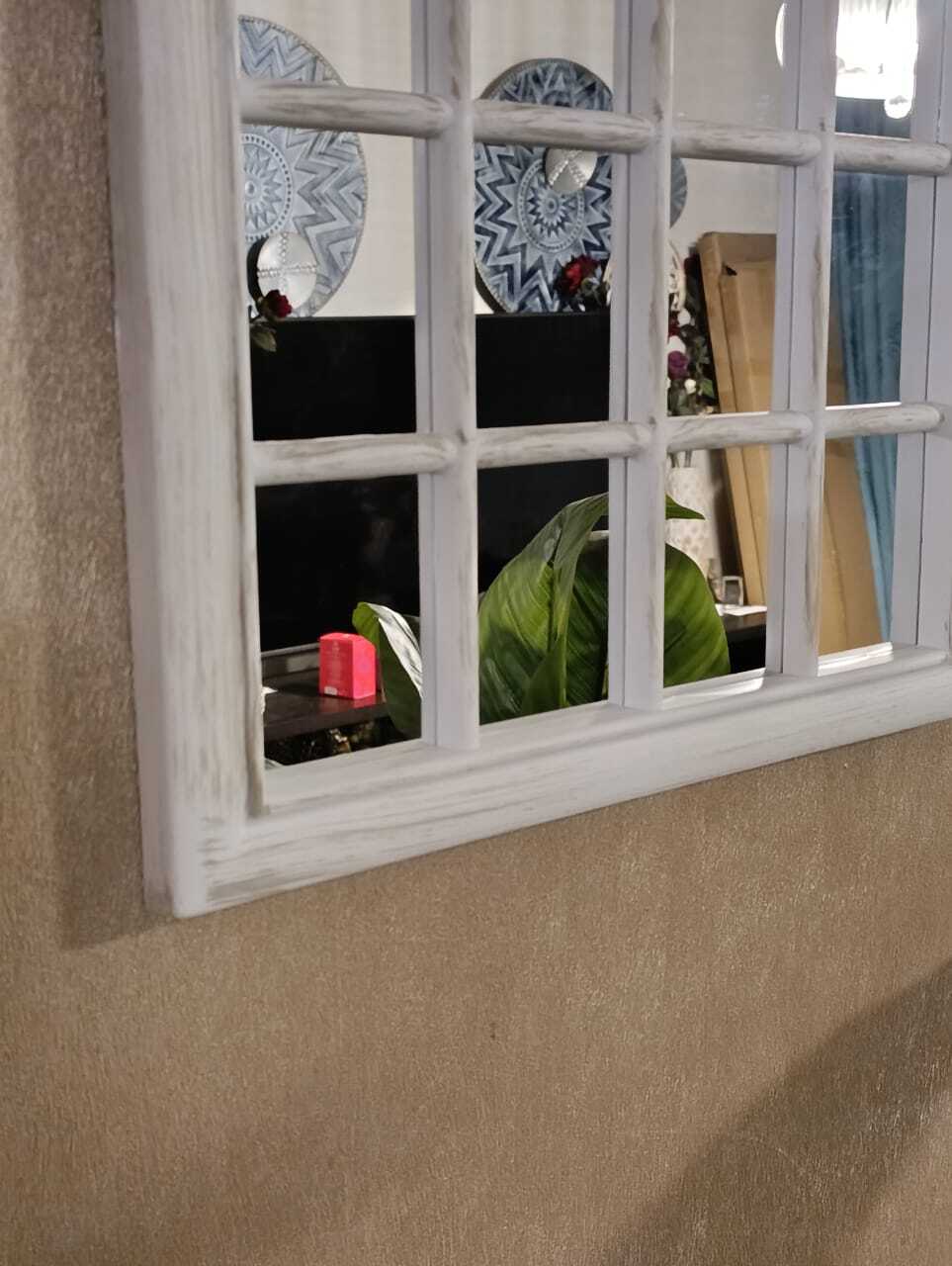 ESPEJO FORMA VENTANA, BLANCO INVIERNO, ENVEJECIDO 61X46 CM - 3