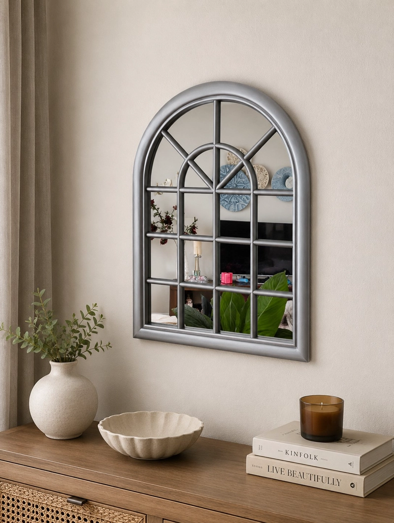 ESPEJO FORMA VENTANA INVIERNO 61 ALTOX46 CM ANCHO PLATEADO - 2
