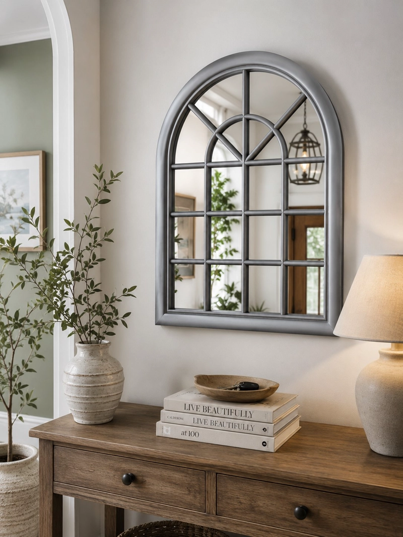 ESPEJO FORMA VENTANA INVIERNO 61 ALTOX46 CM ANCHO PLATEADO - 7