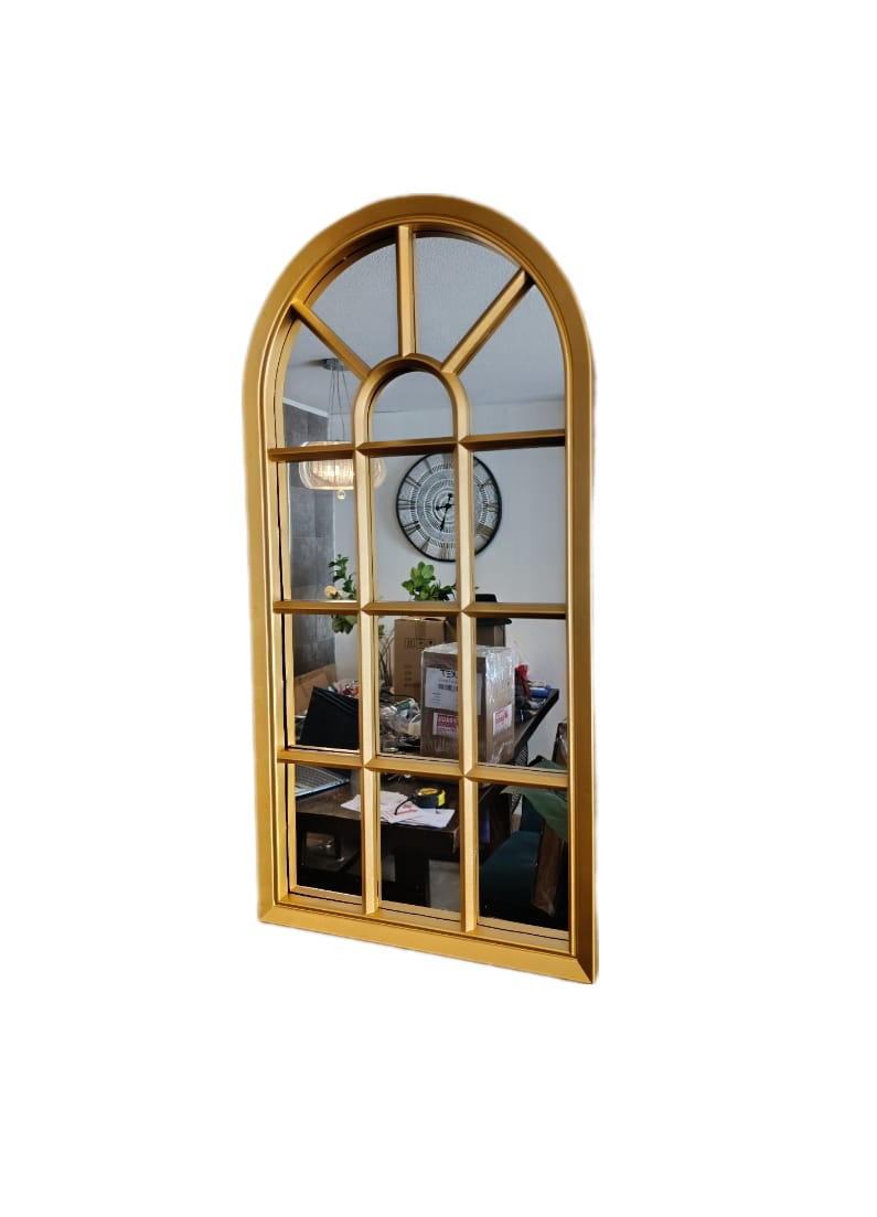 ESPEJO FORMA VENTANA 70 CM ALTO X 35 CM ANCHO DORADO - 1
