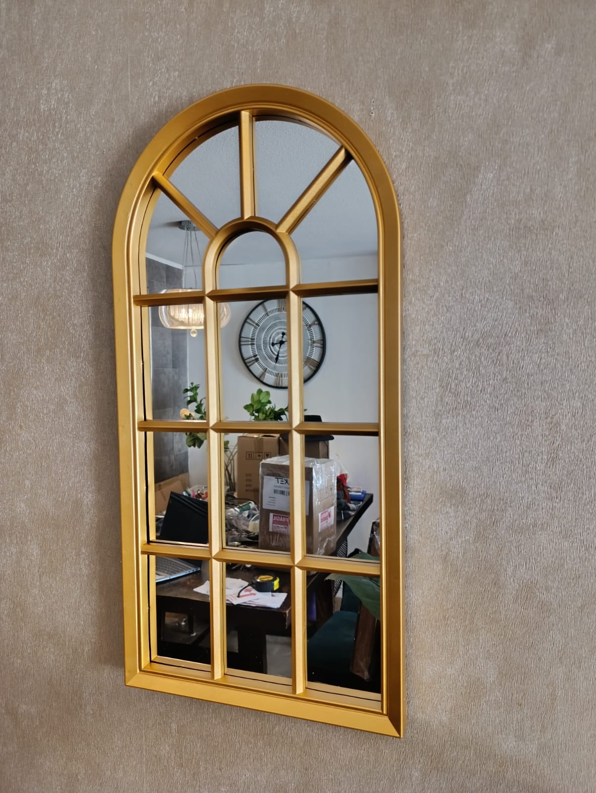 ESPEJO FORMA VENTANA 70 CM ALTO X 35 CM ANCHO DORADO - 3