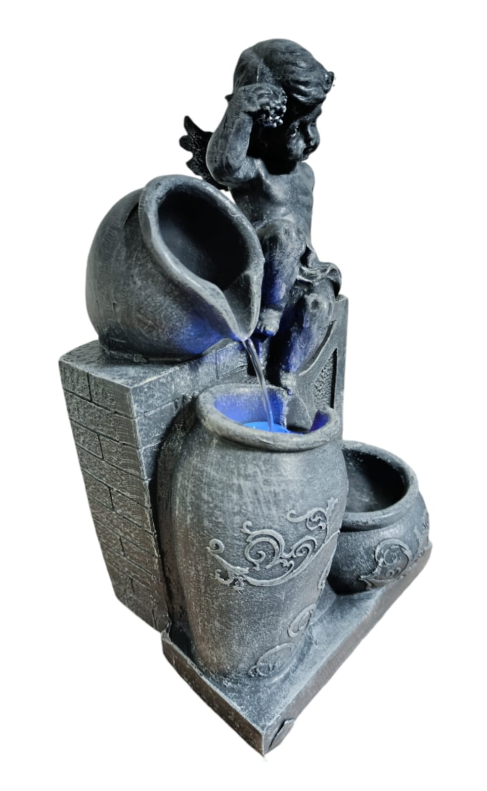 FUENTE DE AGUA 3 CANTAROS ANGEL CON LUZ LED 36X19X16 CM - 4