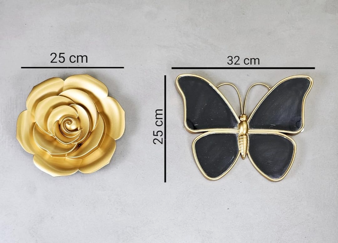 SET 3 PCS ESPEJO MARIPOSA FLORES DORADAS - 7