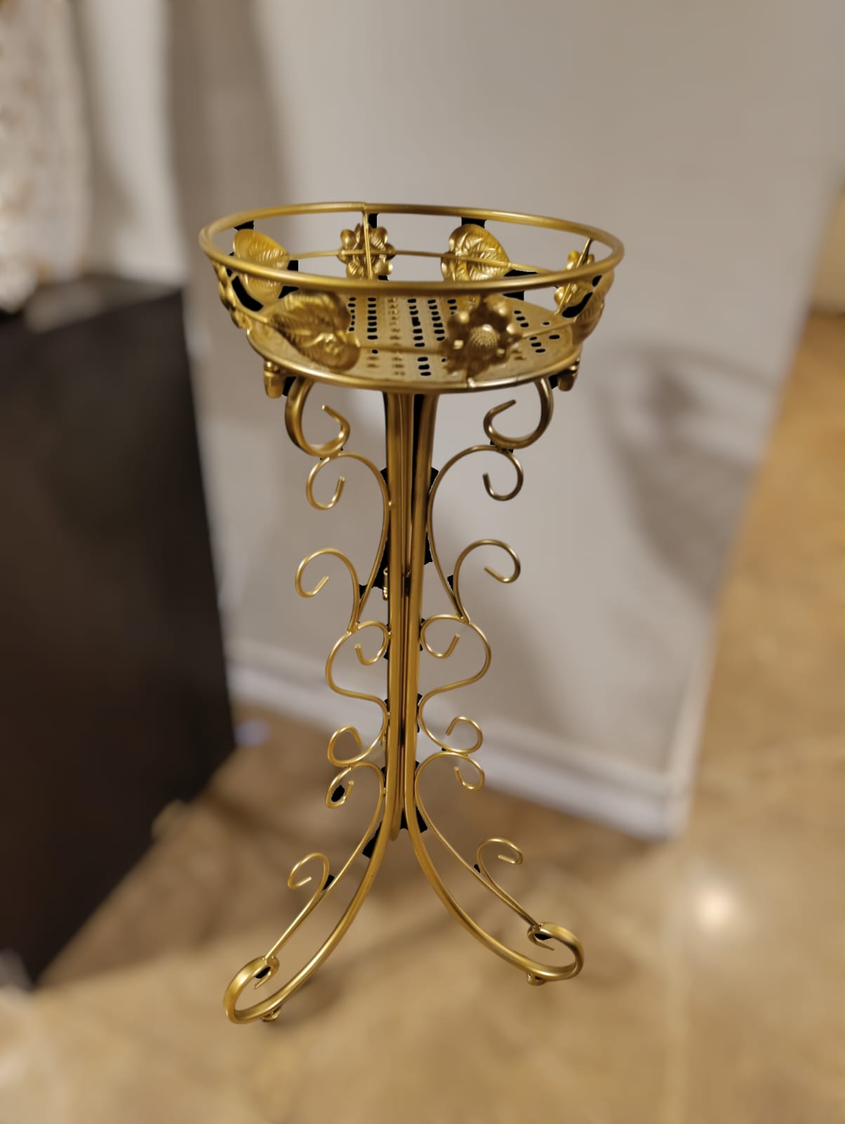 PEDESTAL MACETA METALICO DORADO 75 CM (METAL ALTA CALIDAD) - 3