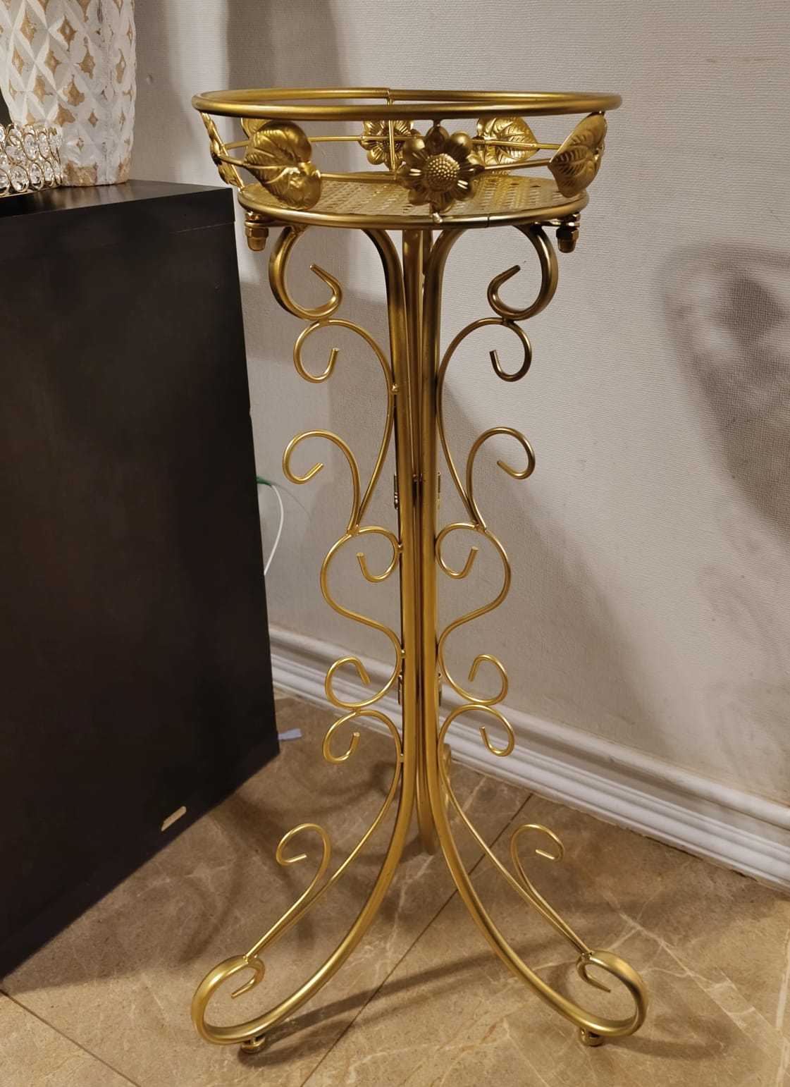 PEDESTAL MACETA METALICO DORADO 75 CM (METAL ALTA CALIDAD) - 4