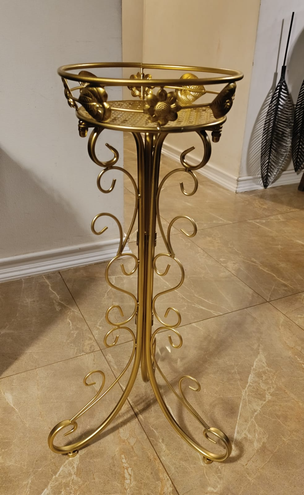 PEDESTAL MACETA METALICO DORADO 75 CM (METAL ALTA CALIDAD) - 7