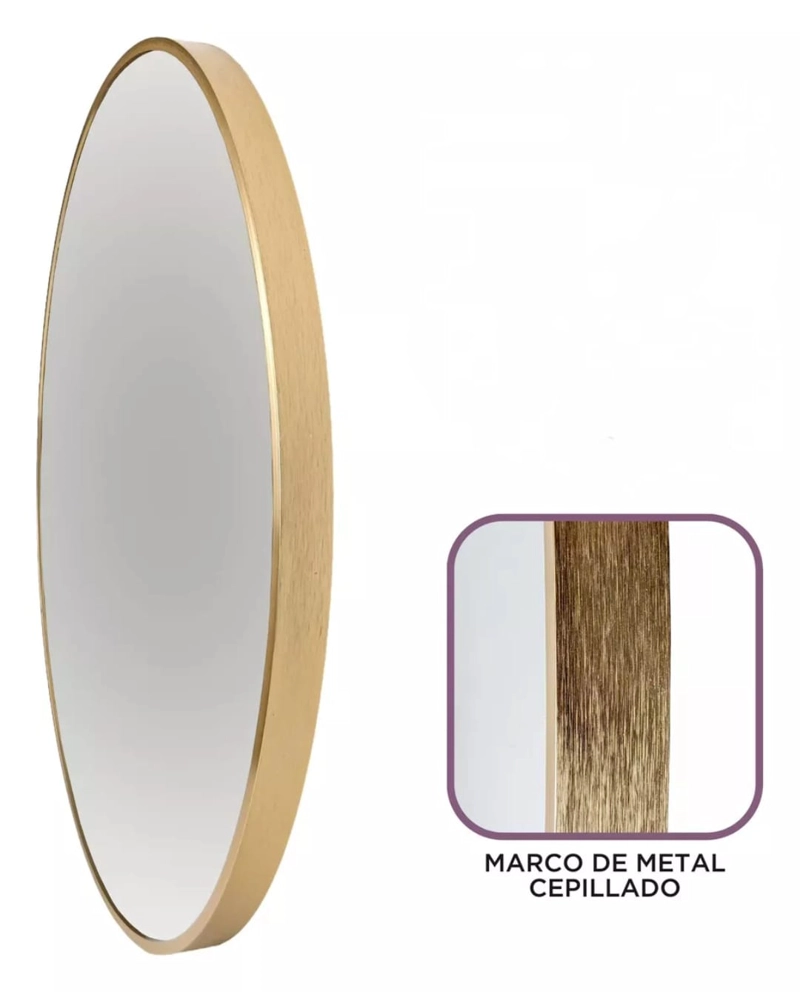 ESPEJO BRUSHED METAL CIRCULAR 60 CM DIAMETRO MARCO METAL CEPILLADO - 6