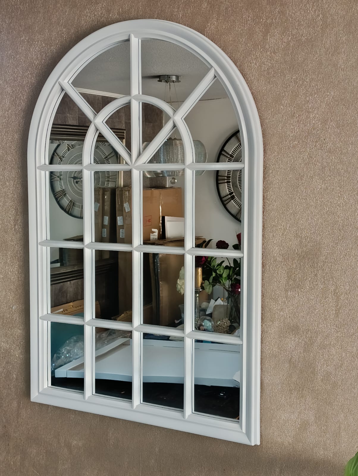 ESPEJO FORMA VENTANA DORADO/BLANCO 97 CM ALTO X 65 CM ANCHO - 1