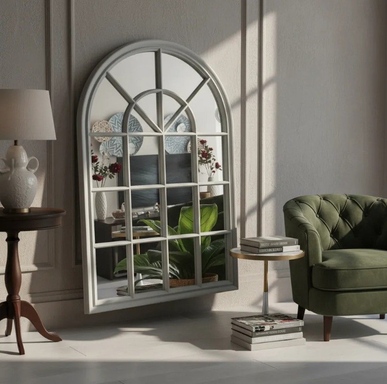 ESPEJO FORMA VENTANA DORADO/BLANCO 97 CM ALTO X 65 CM ANCHO - 7