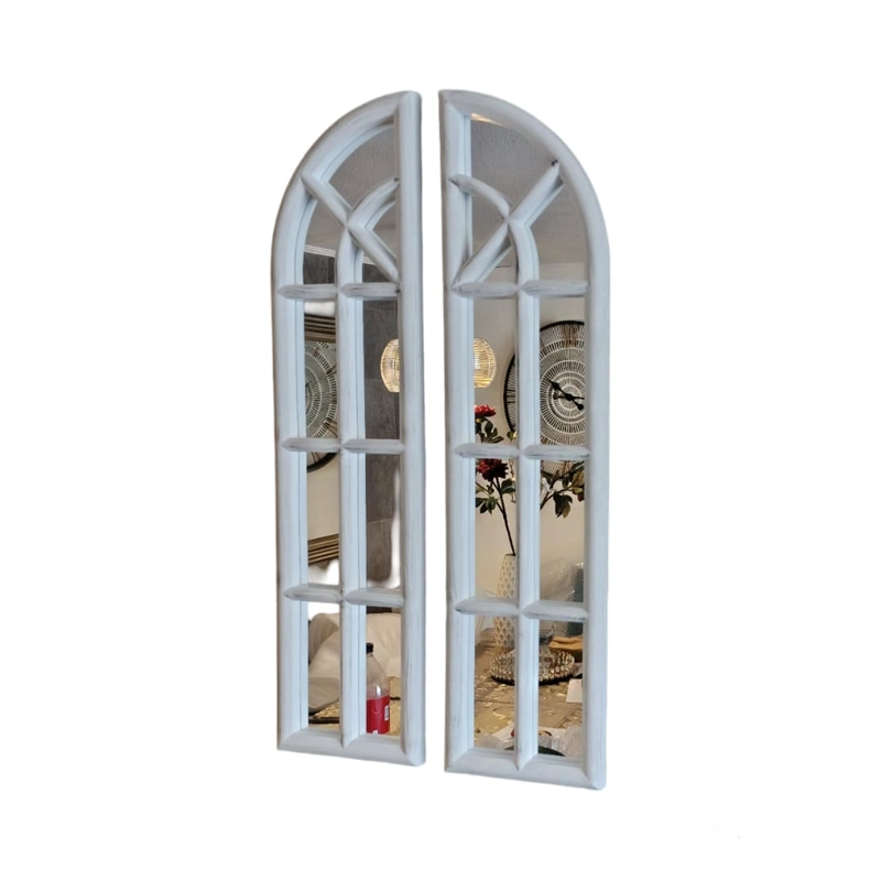 ESPEJO VENTANA BLANCO INVIERNO ENVEJECIDO DIPTICO 81X40X3 CM - 5